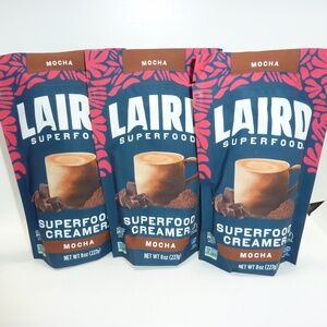 LOT 3  Laird Superfood Non-Dairy Coffee Creamer Mocha 8oz Vegan Non-GMO 05/2027